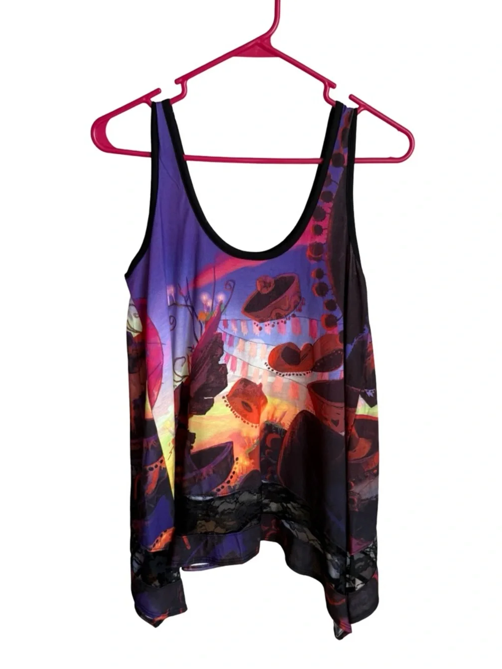 Book of Life Multicolor Graphic Tank Top with Sunset Scene